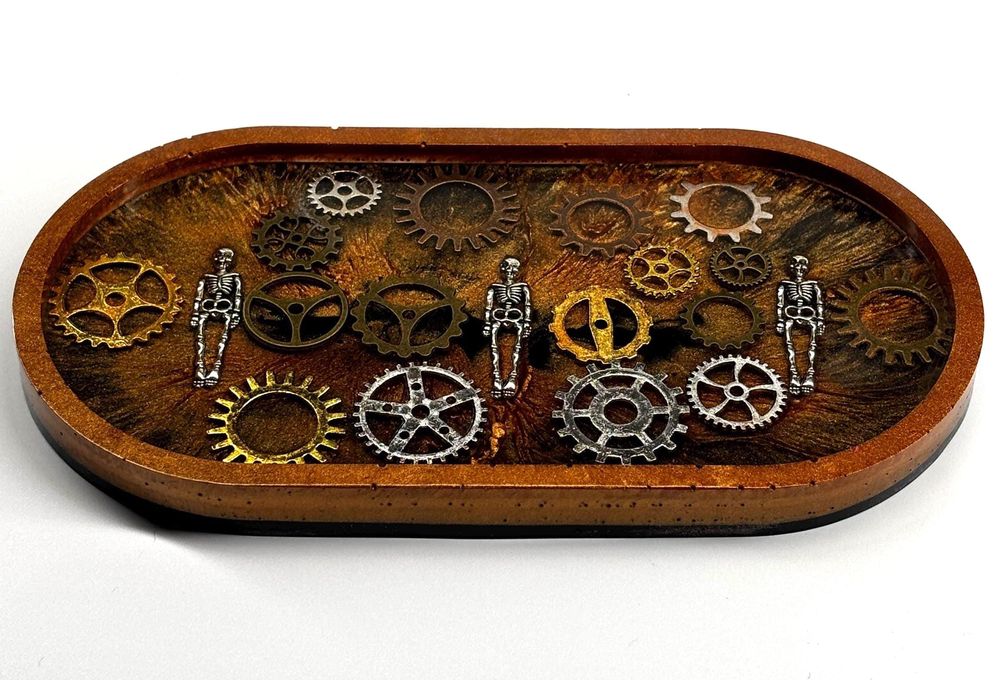 Steampunk Trinket Tray: Bronze Skeleton Design