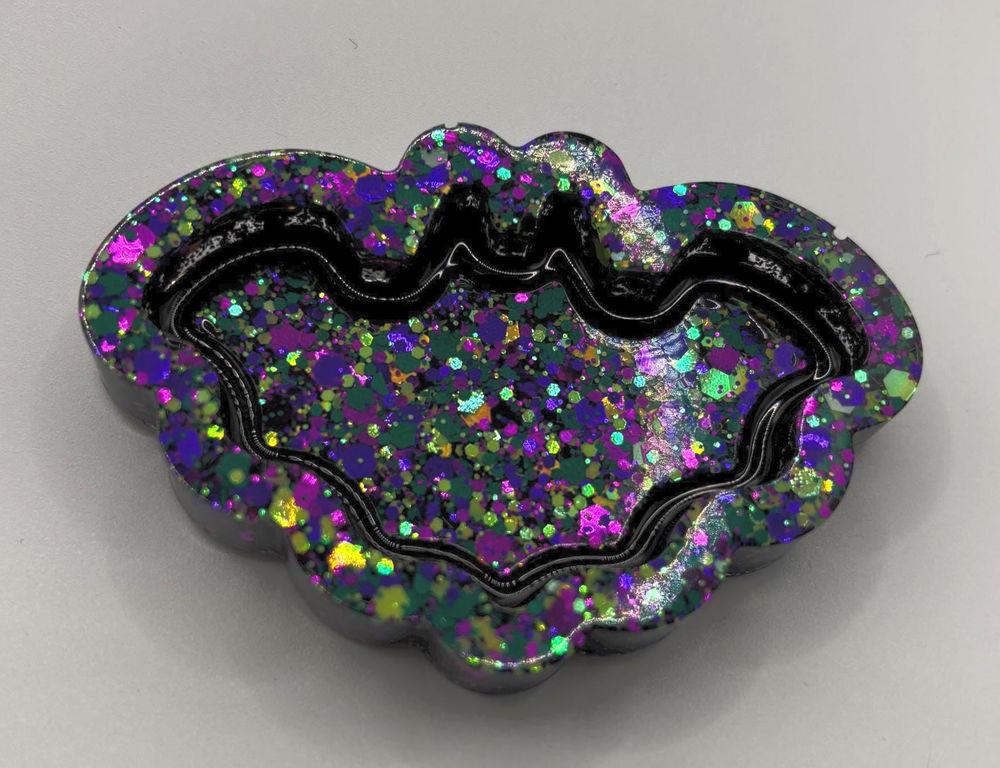 Jewelry Tray: Mini Bat Design - Glitter Resin Accent