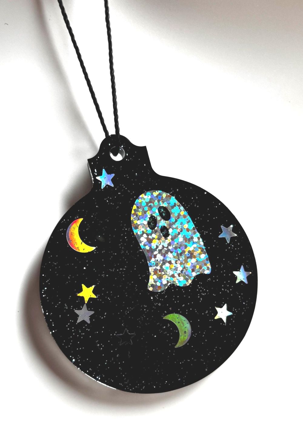 Black Ghost Ornaments: Glittery Witchy Holiday Decor (Set of...